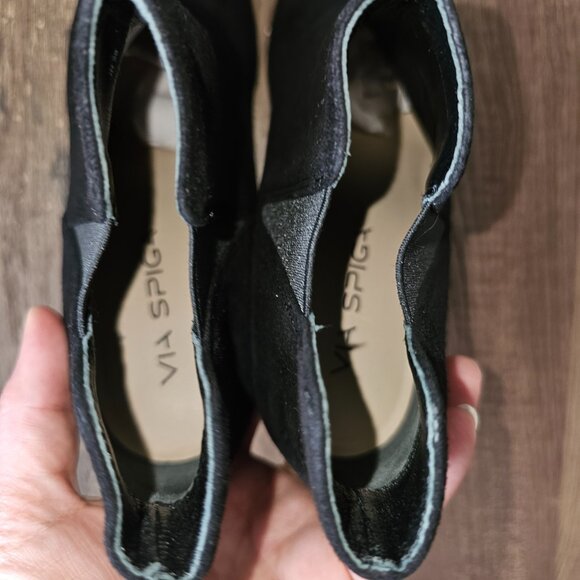 Via Spiga Kenzie Suede Covered Wedge Pull On Ankle Boots Booties, 6, Black - Picture 4 of 11